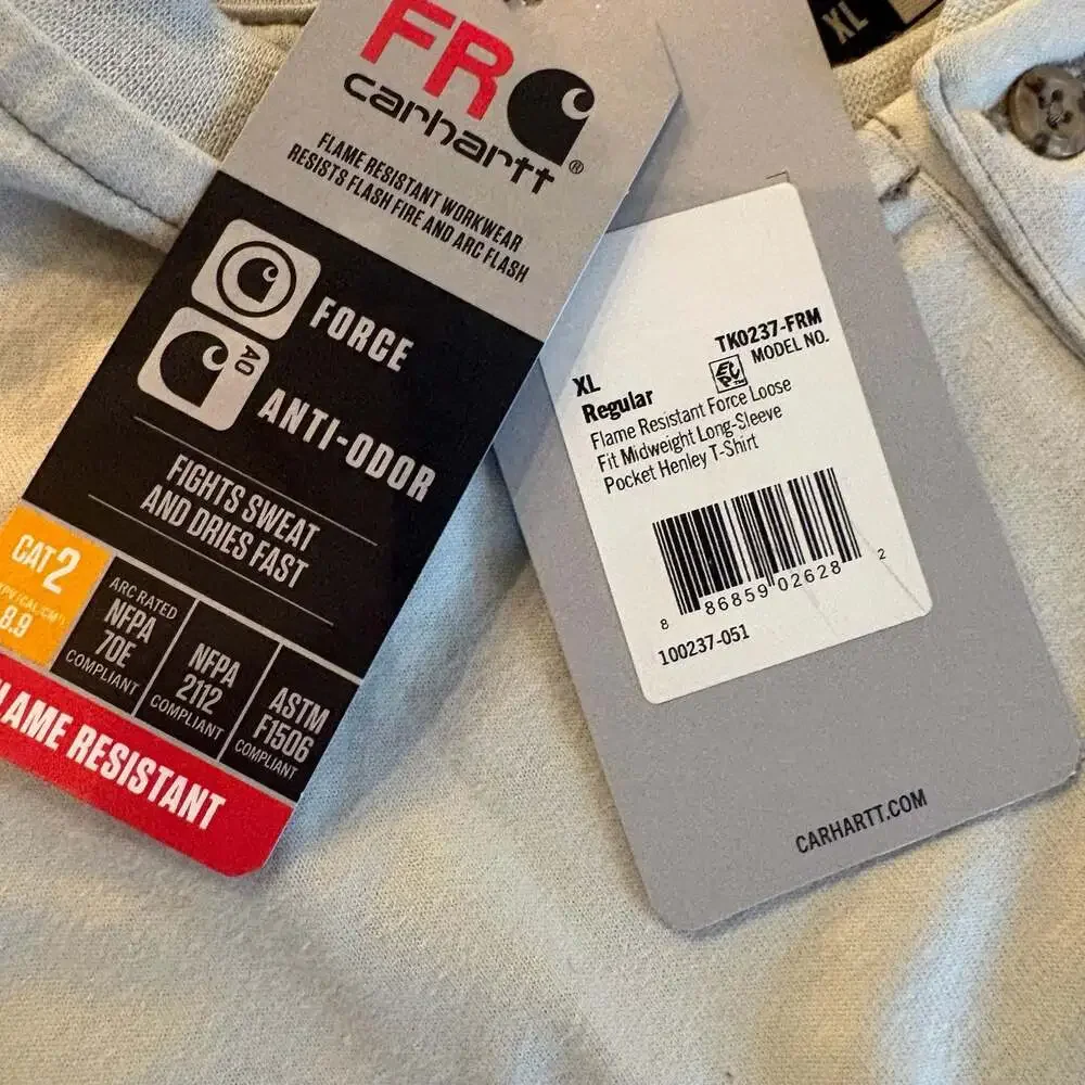 Carhartt FR Force Flame Resistant Henley Shirt XL NWT Group14 CAT 2 Loose Fit - Picture 5 of 6